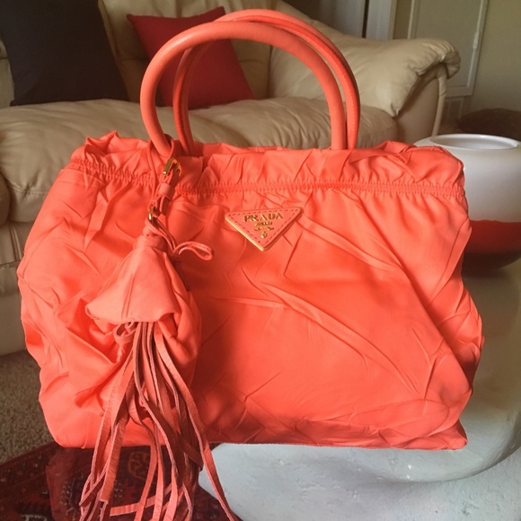 PRADA CORAL HANDBAG W14”x H9”x D6” - Picture 15 of 17